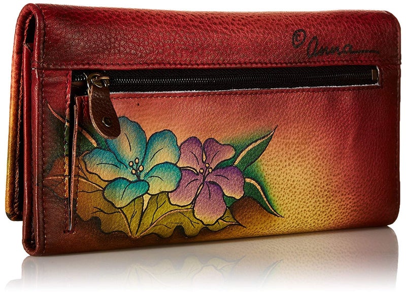 Anna by Anuschka Women's Hand Painted Genuine Leather Multi Pocket Wallet - Mediterranean Garden - Image 2